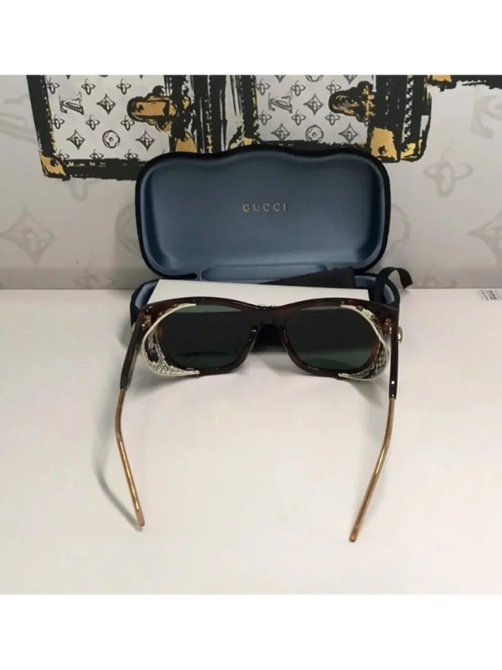 New Authentic Gucci  GG0671s 002 Tortoiseshell Sunglasses with Green Lenses
